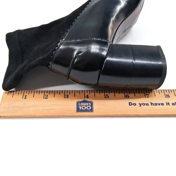 Robert Clergerie Paris Black Leather Sock Boot Heels Tassel Scallop Y2K SZ 7 - Picture 13 of 16